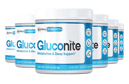Gluconite supplement bottle — nighttime blood sugar and sleep support